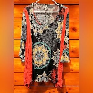 The Hanger Black and Red Paisley Blouse 3X